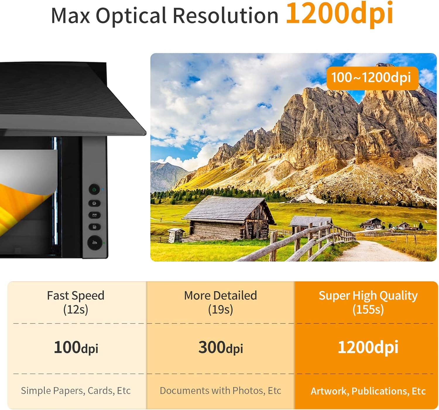 ماسح ضوئي مسطح VIISAN 3120 A3، بدقة 1200 نقطة في البوصة، ومستشعر CIS، يمسح 12 بوصة × 17 بوصة في 8 ثوانٍ، بدون إطار، مسح تلقائي، ماسح ضوئي للمستندات والصور والكتب، مصمم للمكتبات والمدارس ومتاجر سوهو. يدعم ويندوز وماك.