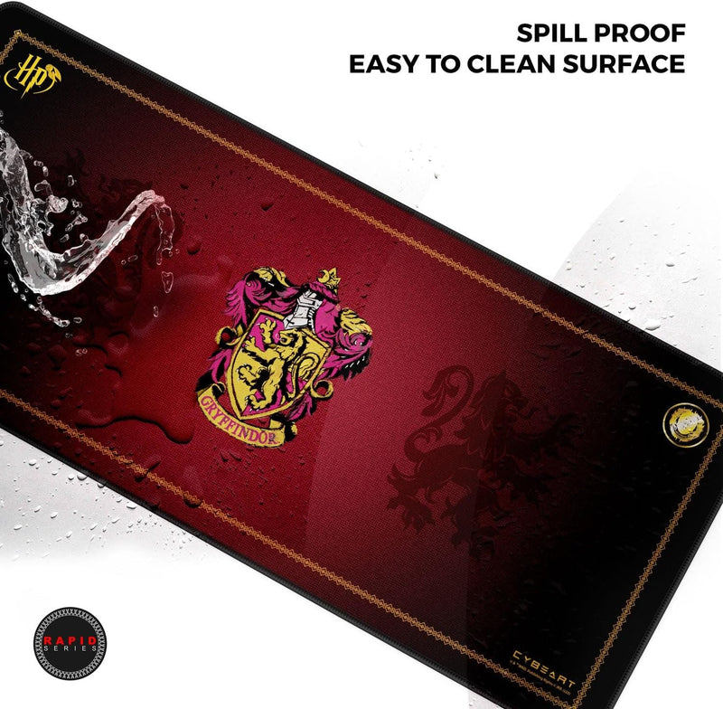 Cybeart | Gryffindor Classic Gaming Desk Mat (XXL - 900x400x4mm) | Waterproof, Never Slip Base, Stitched Edges, Esports Grade