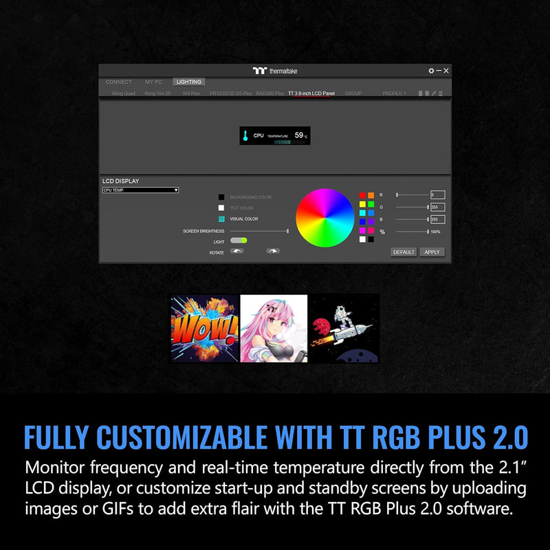 Thermaltake Tower 300/600 Series LCD Panel Kit; 3.9" LCD Display; Supported by Tt RGB Plus 2.0 Software