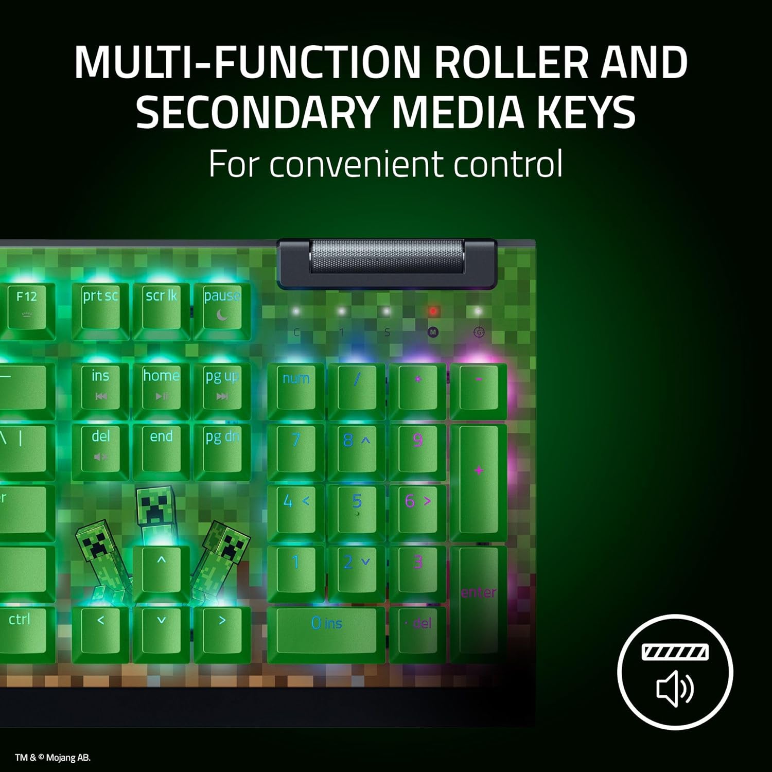 Razer BlackWidow V4 X Mechanical Gaming Keyboard Minecraft Edition – Green Clicky Switches - 6 Macro Keys - Chroma RGB - Doubleshot ABS - Sound Dampening