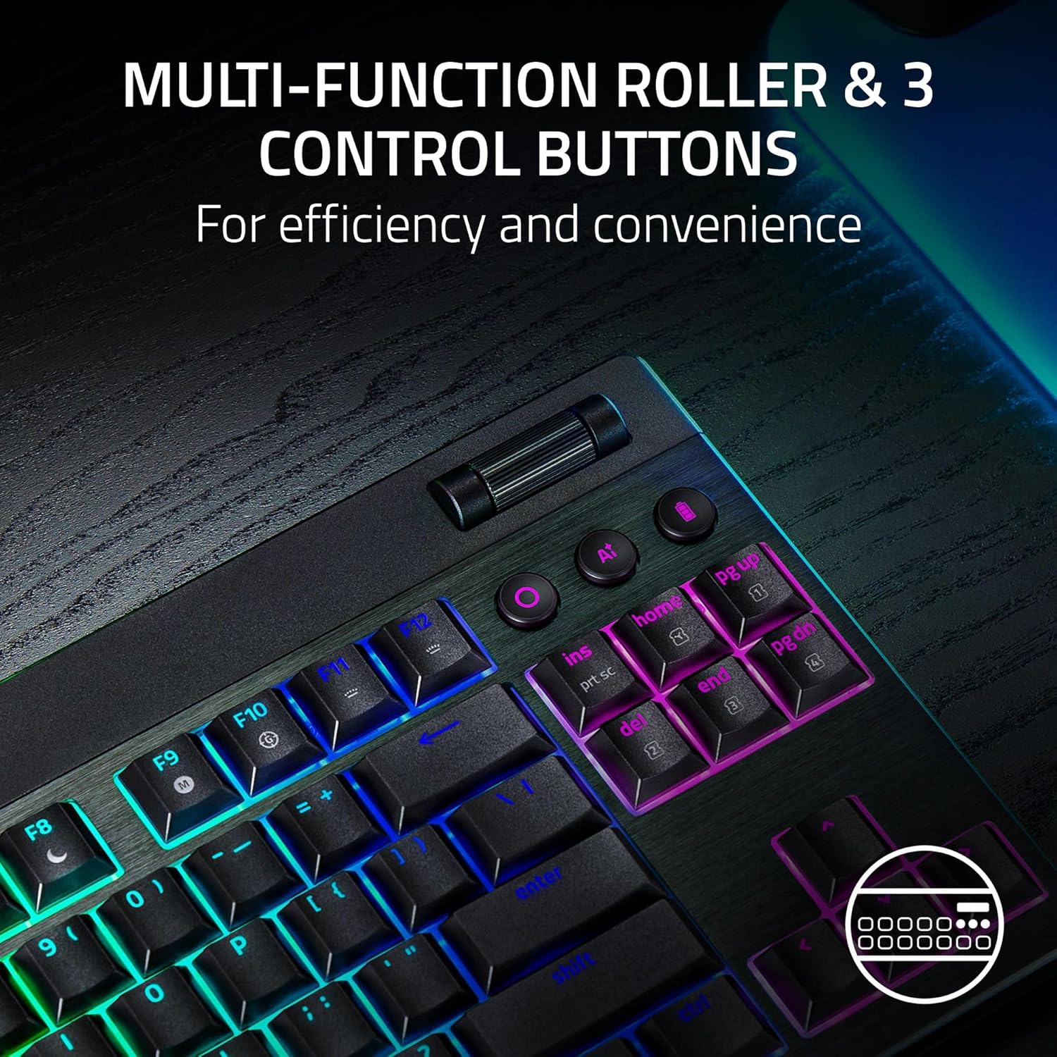 Razer BlackWidow V4 Low Profile TKL HyperSpeed Wireless Gaming Keyboard: Yellow Mechanical Switches - 2.4GHz Wireless & Bluetooth - Multi-Function Roller - 3 Control Buttons