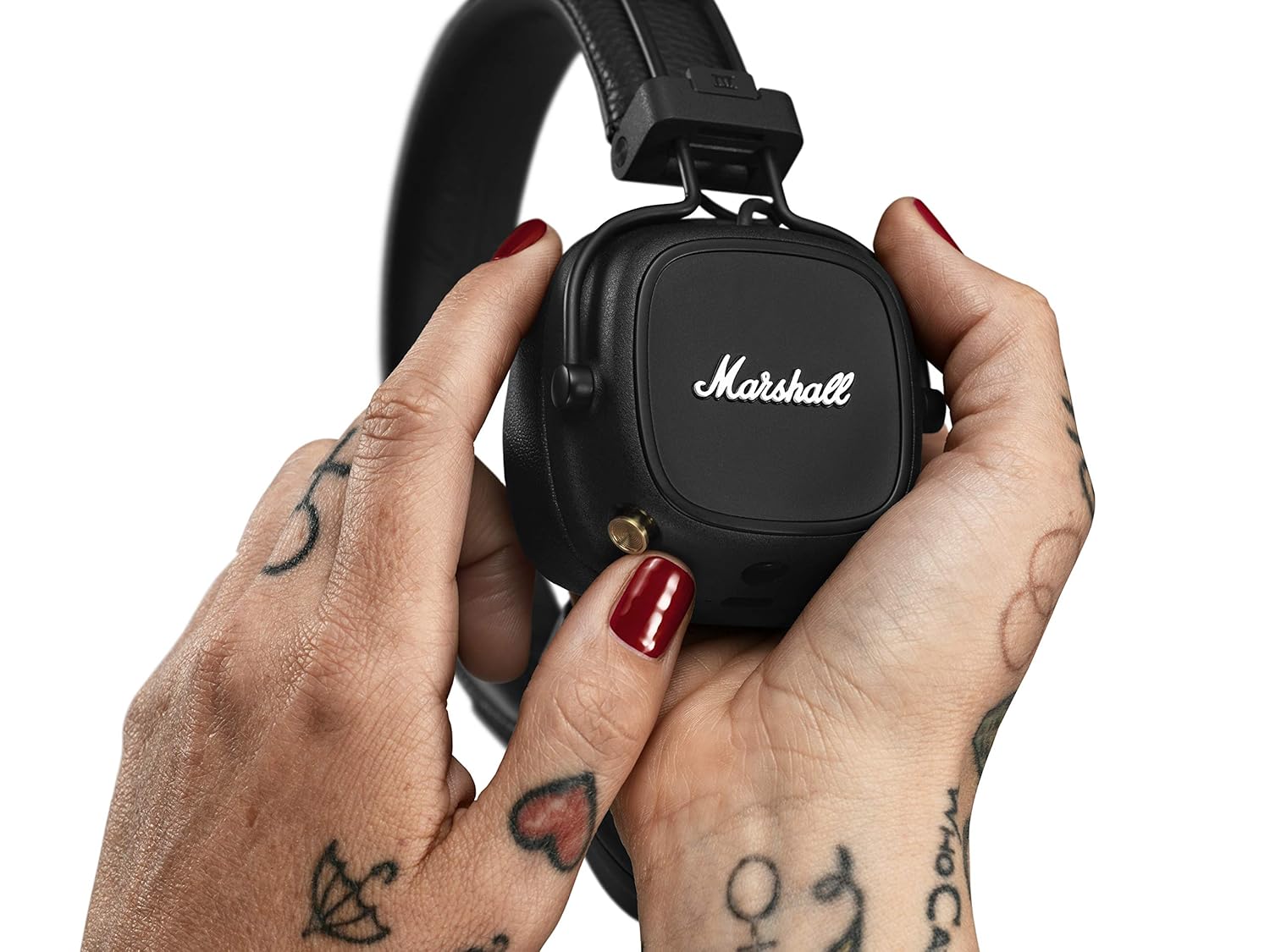 Marshall Major IV Wireless On-Ear Bluetooth Headphones , 80+ Hours Playtime , Wireless Charging , 40mm Dynamic Drivers , Bluetooth 5.0 & 3.5mm Wired Mode , Built-in Microphone , Foldable Design , Black