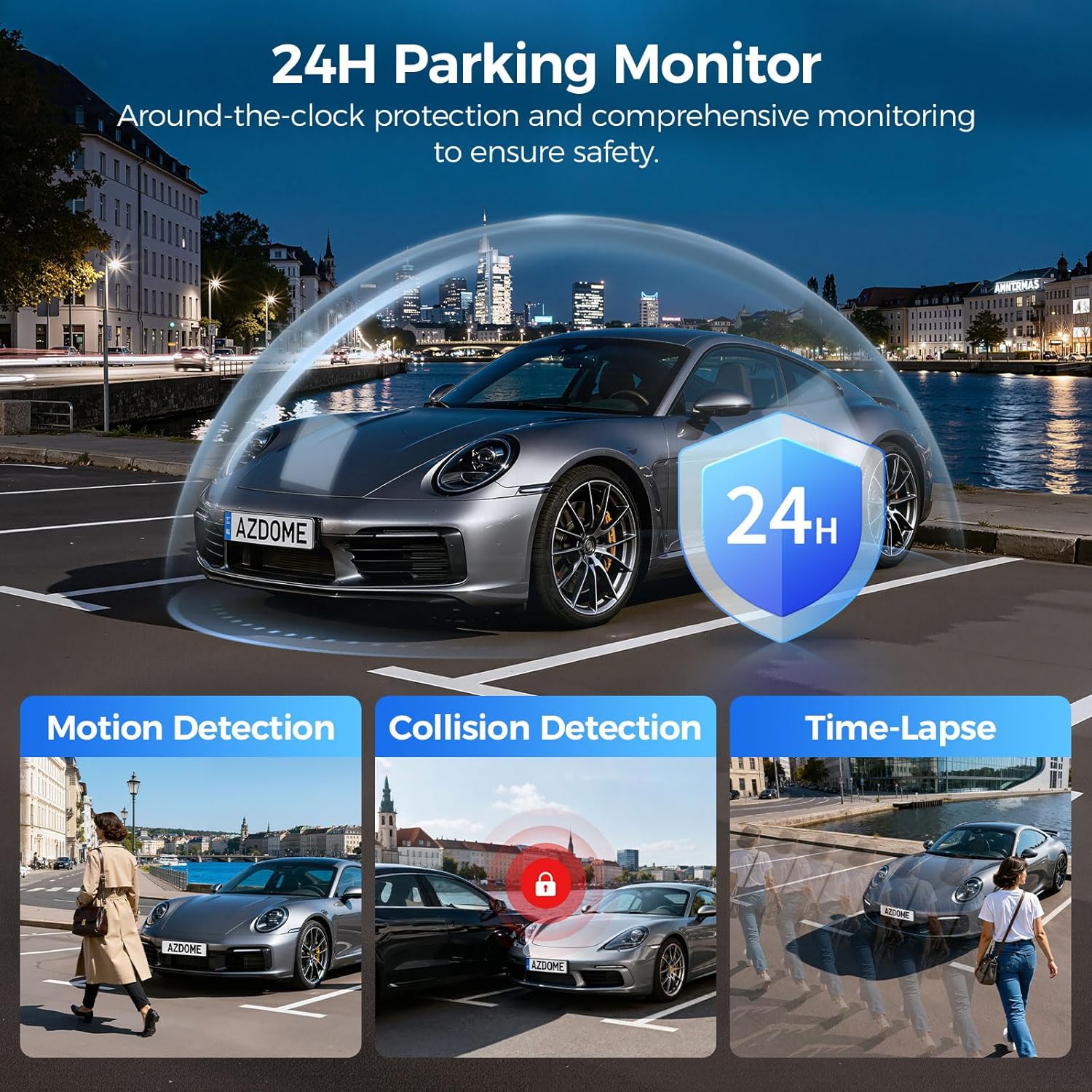 AZDOME S58 3 Channel 4K Dash Cam with 4G LTE, Front Rear & Inside Car Camera, 2K+1K+1K Recording, Built-in GPS & WiFi 6, Parking Mode, G-Sensor, WDR, Includes Hardwire Kit & OBD