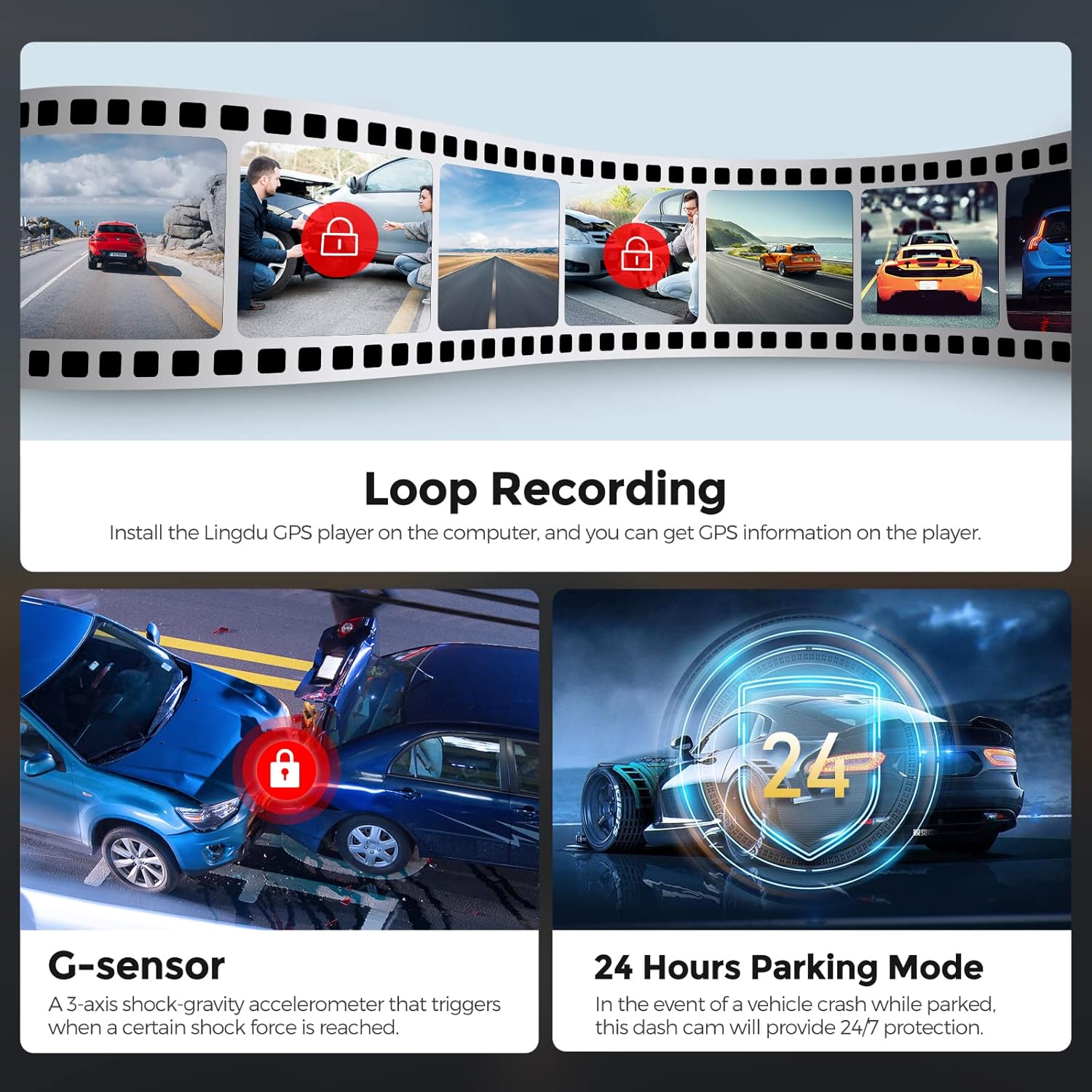 Lingdu LD02Lite 4K+1080P Front and Rear Dash Cam – Voice Control, 5G WiFi, GPS, Parking Monitor, 170° Wide Angle, Night Vision, Loop Recording, G-Sensor, 64GB Card Included