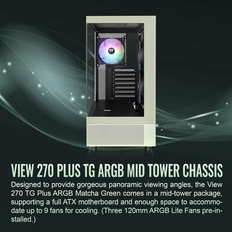 Thermaltake View 270 TG ARGB Mid Tower E-ATX Case; 3x120mm ARGB Fans Included; Support Up to 360mm Radiator; Front & Side Dual Tempered Glass Panel