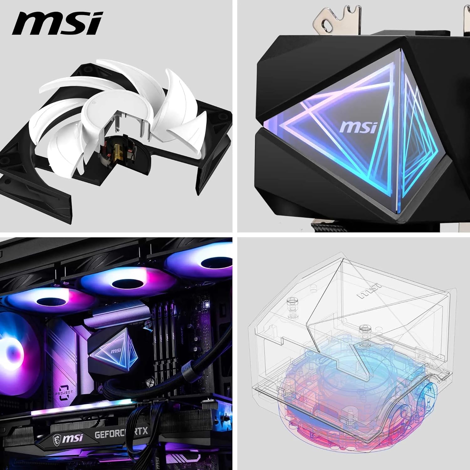 MSI MAG CORELIQUID I360 AIO CPU Liquid Cooler - Enlarged Copper Cold Plate, ARGB Blockhead & LDB Fans, Dual-Chamber Water Block, Split-Flow Radiator, Mystic Light Supported - Intel & AMD Compatible