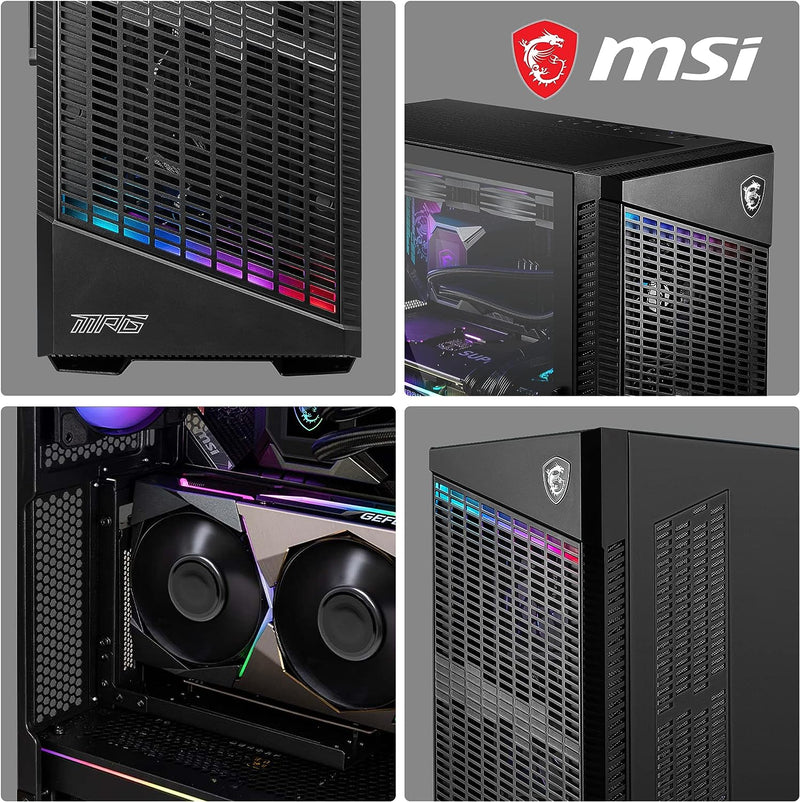 MSI MPG Velox 100P Airflow Mid-Tower PC Case - E-ATX Motherboard Capacity, Tempered Glass Door, Optimized for Airflow