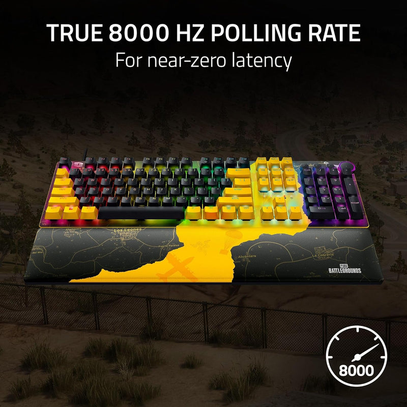 Razer Huntsman V2 Optical Gaming Keyboard: Fastest Linear Optical Switches w/Quick Keystrokes & 8000Hz Polling Rate - Doubleshot PBT Keycaps - Dedicated Media Keys & Dial - PUBG: Battleground Edition