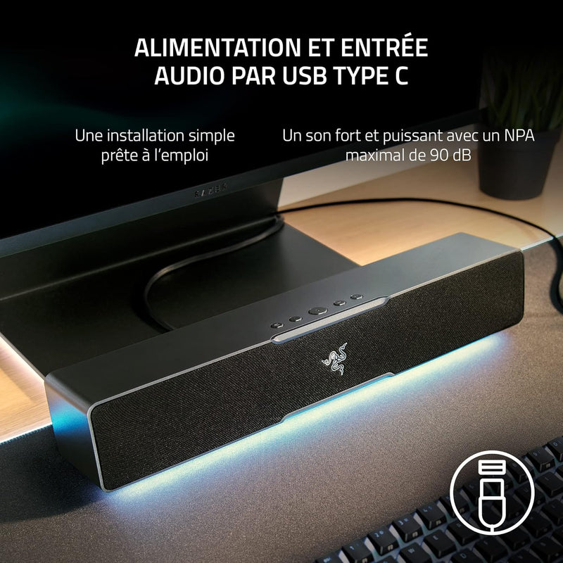 Razer Leviathan V2 X: مكبر صوت للكمبيوتر الشخصي مع برامج تشغيل كاملة النطاق - Chroma RGB - توصيل الطاقة والصوت عبر USB من النوع C - Bluetooth 5.0 - للكمبيوتر الشخصي والكمبيوتر المحمول والهواتف الذكية والأجهزة اللوحية ونينتندو سويتش