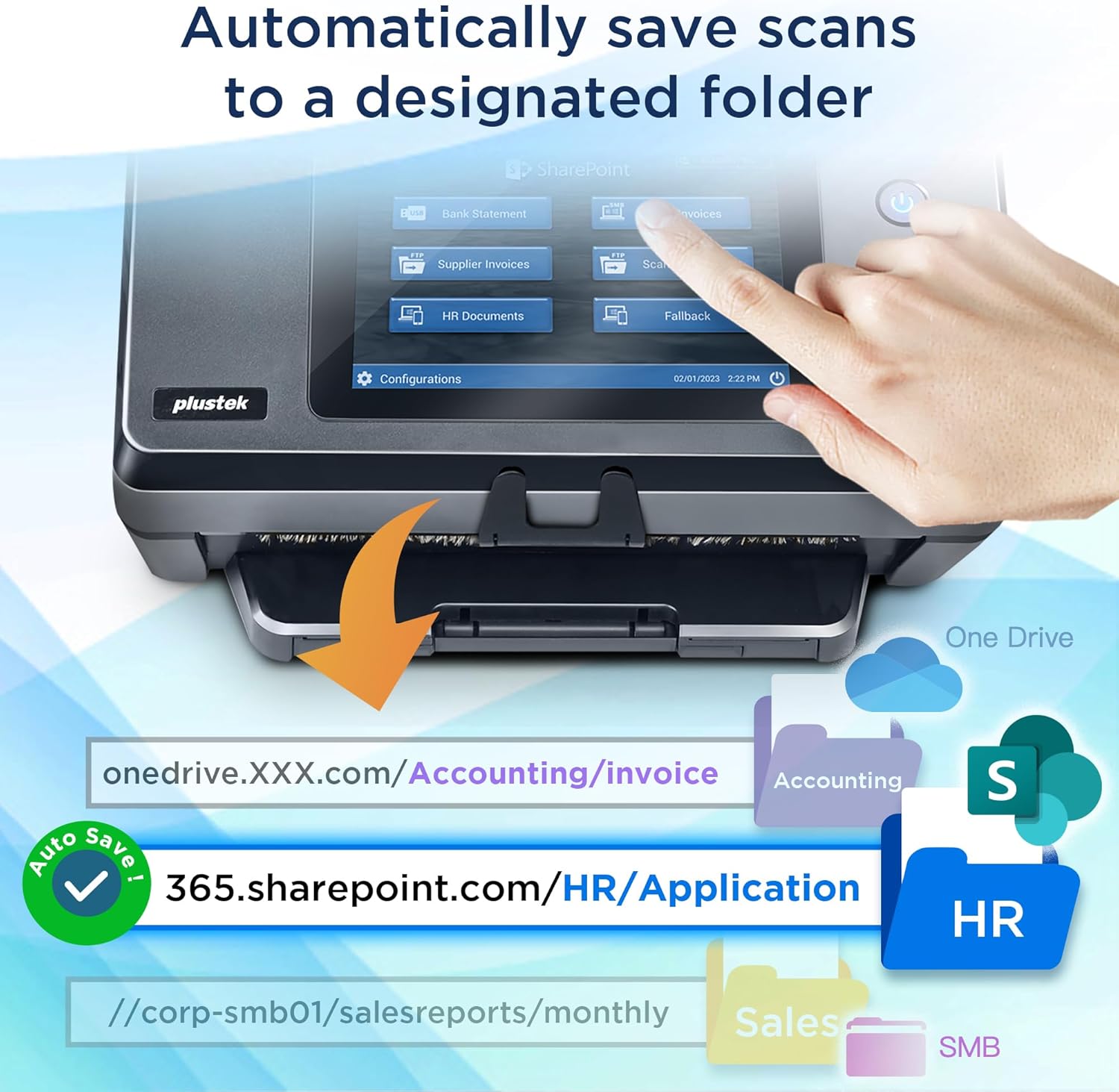 Plustek eScan A450 Pro Standalone Network Document Scanner , 60 ppm / 120 ipm , 7" Touchscreen , 100-Sheet ADF , Built-in OCR , Wi-Fi & Ethernet
