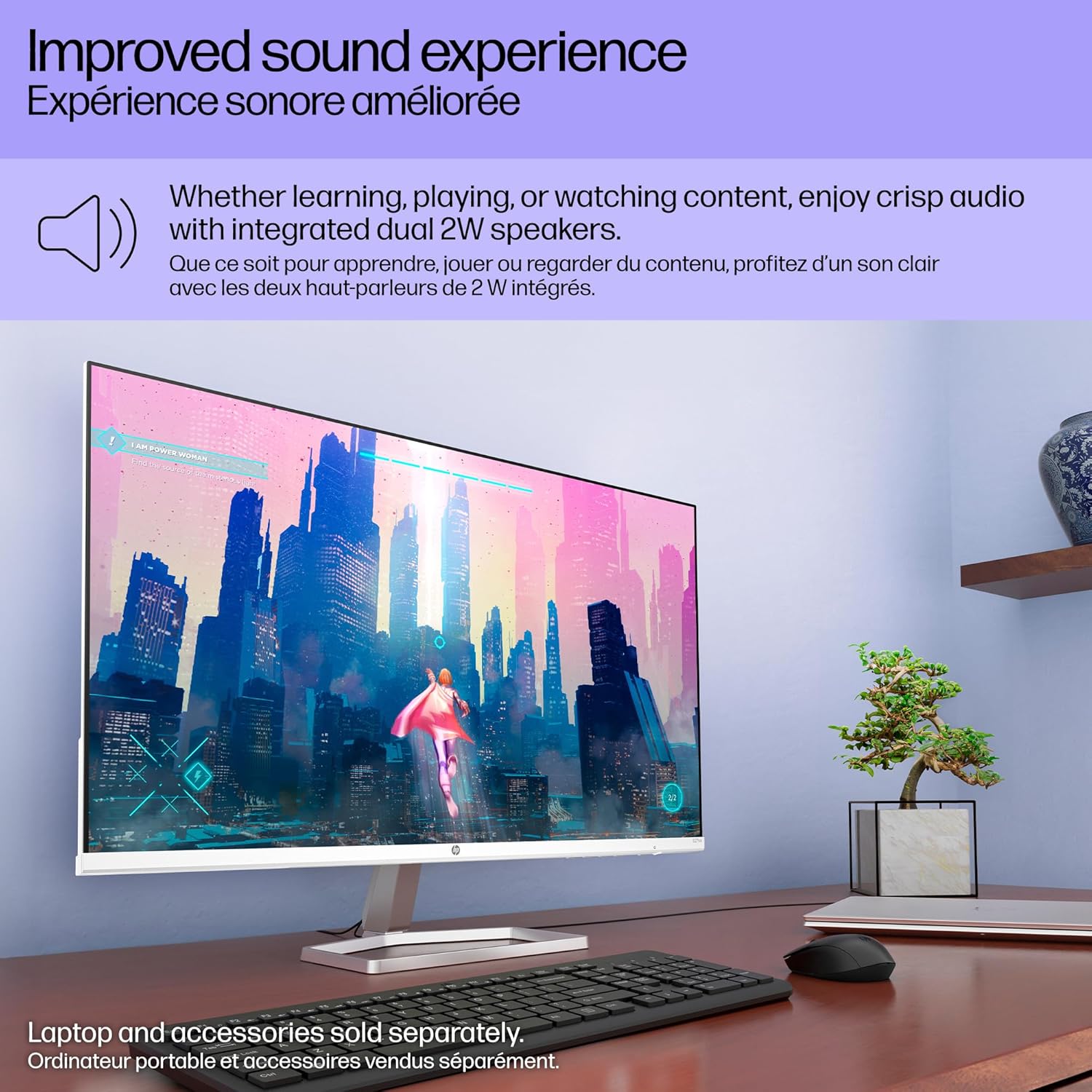 شاشة HP Series 5 مقاس 27 بوصة FHD، شاشة Full HD (1920 × 1080)، لوحة IPS، 99% sRGB، نسبة تباين 1500:1، 300 شمعة، راحة العين مع شهادة Eyesafe، 527sa 