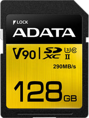 ADATA Premier ONE 128GB SDXC UHS-II U3 Class10 V90 3D NAND 4K 8K Ultra HD 290MB/s بطاقة SD