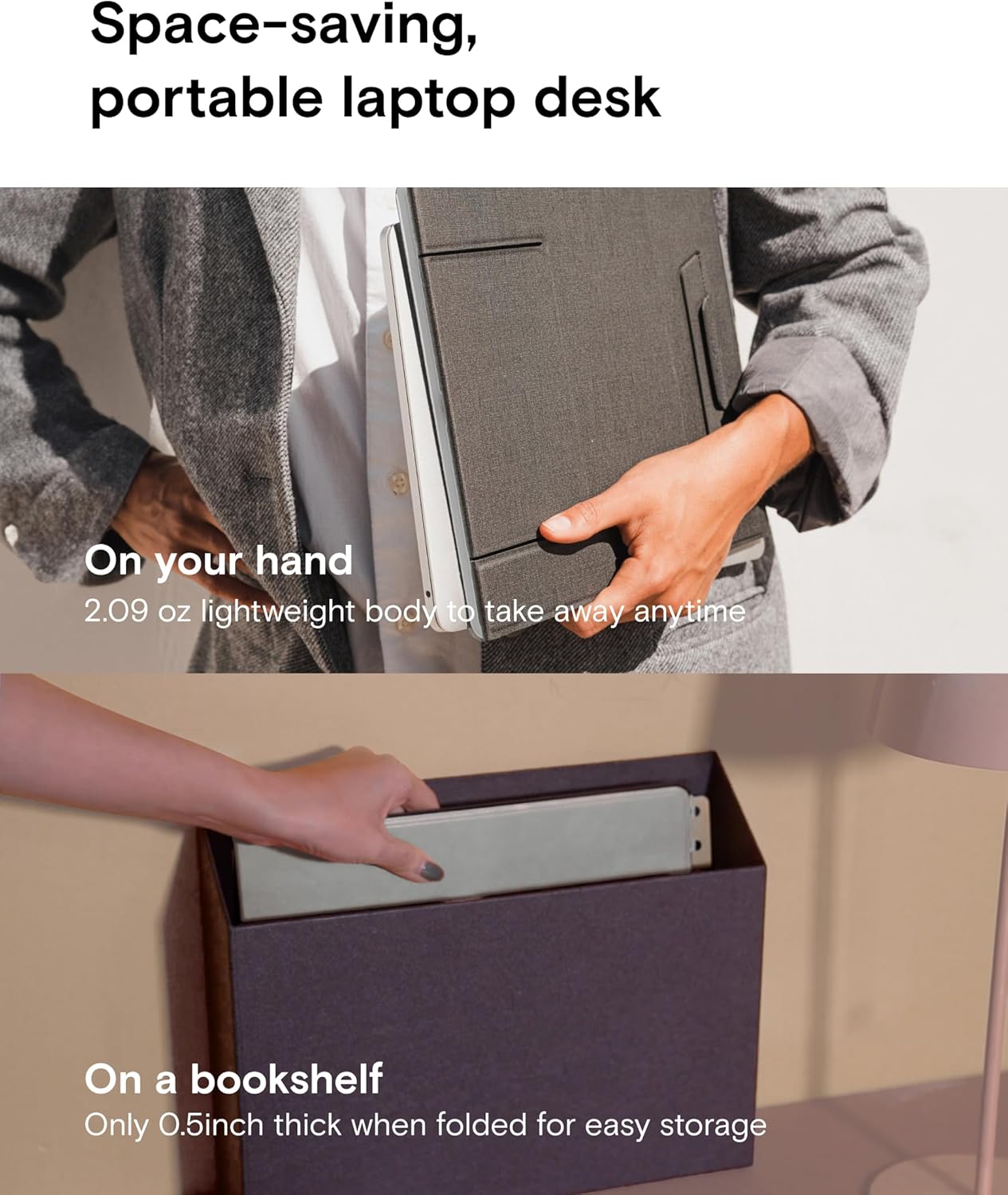 MOFT Folding Laptop Stand Lap Desk, Portable & Mini Computer Stand Laptop Desk for Travel and Home Office, Ergonomic Design with Adjustable Viewing Angles, Lightweight Computer Cooling Riser