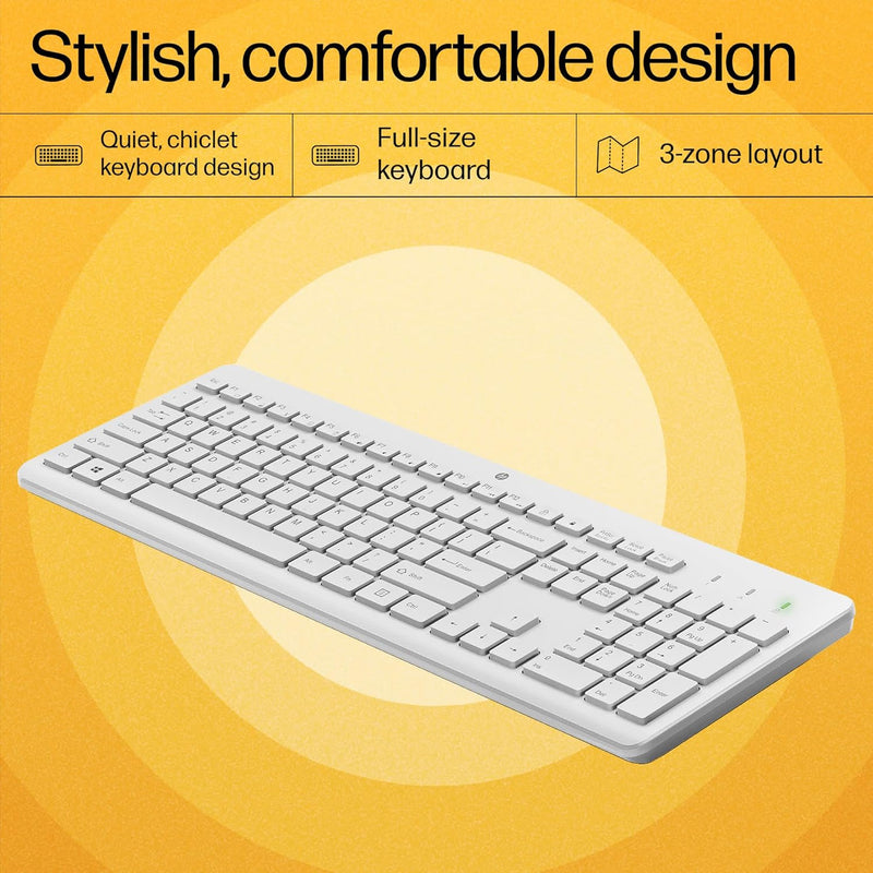 HP 230 Wireless Keyboard and Mouse Combo, 2.4GHz USB dongle, 1600 dpi, Windows PC Compatible, Full-Size Keyboard with Numeric pad, 12 Function Keys