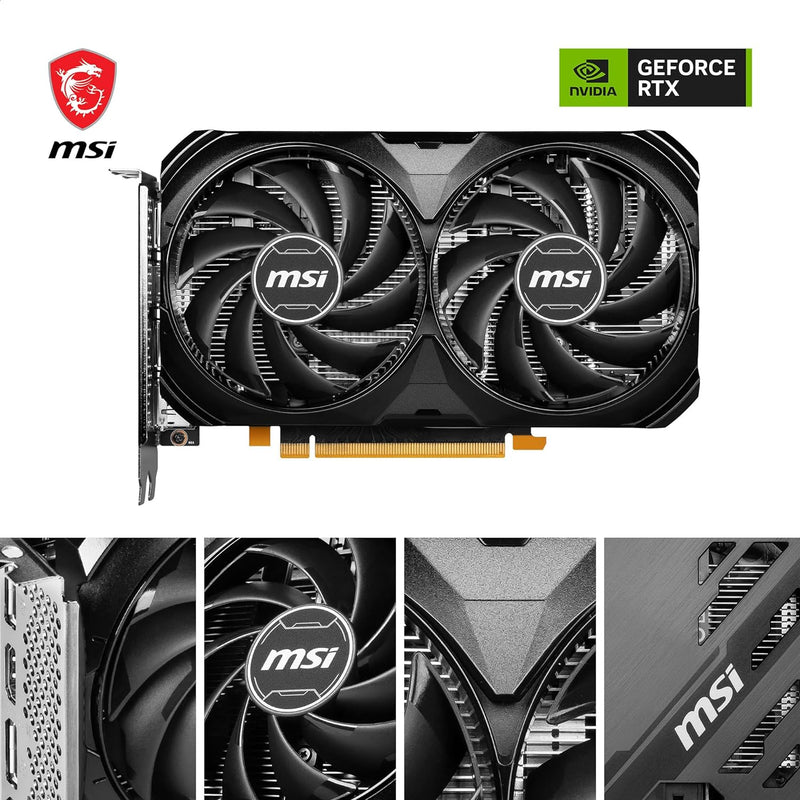 MSI GeForce RTX 4060 Ti VENTUS 2X BLACK 16G OC Graphics Card - RTX 4060 Ti GPU, 16GB GDDR6 (18Gbps/128-bit), PCIe 4.0 - 2 x TORX Fan 4.0 - HDMI 2.1a, DisplayPort 1.4a