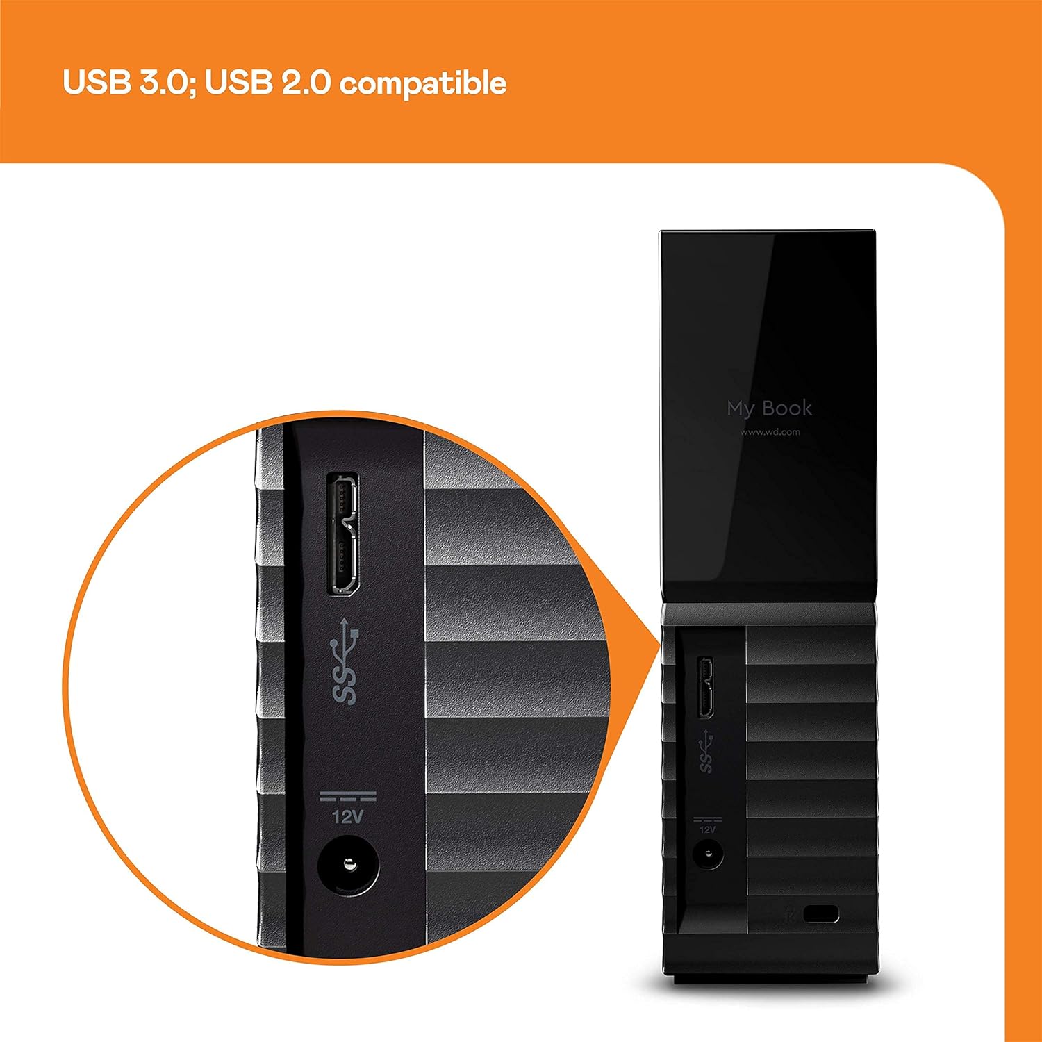 قرص صلب خارجي WD My Book سعة 16 تيرابايت لسطح المكتب، منفذ USB 3.2 من الجيل الأول، تشفير AES 256 بت، نسخ احتياطي تلقائي