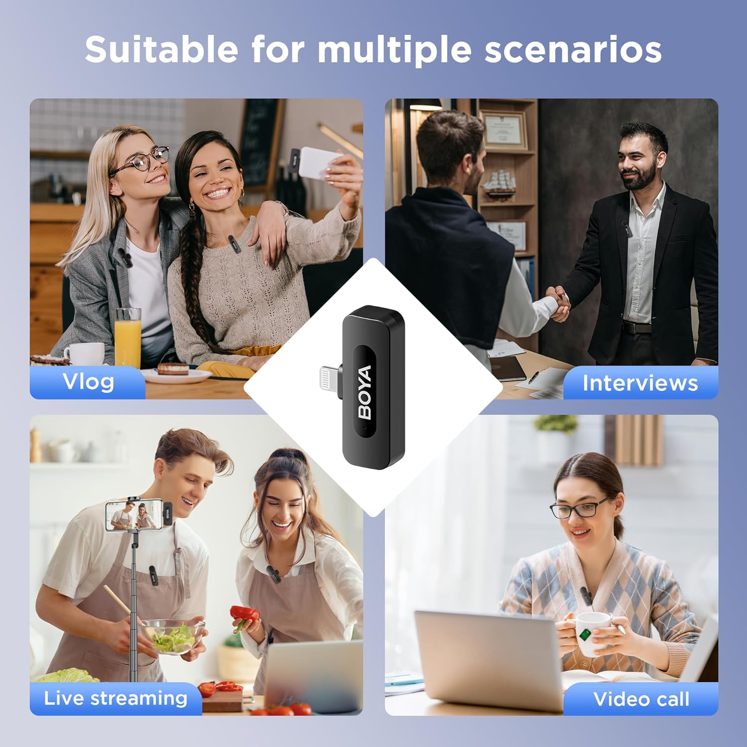 Boya BY-V3 Combo Wireless Microphone for iPhone, Android