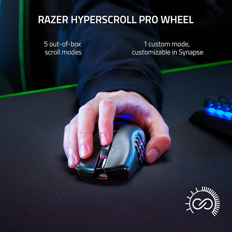 ماوس الألعاب اللاسلكي Razer Naga V2 Pro: لوحة جانبية قابلة للتبديل مع تكوينات 2، 6، 12 زرًا - التركيز + مستشعر بصري 20K DPI - أسرع مفتاح ماوس للألعاب - إضاءة Chroma RGB