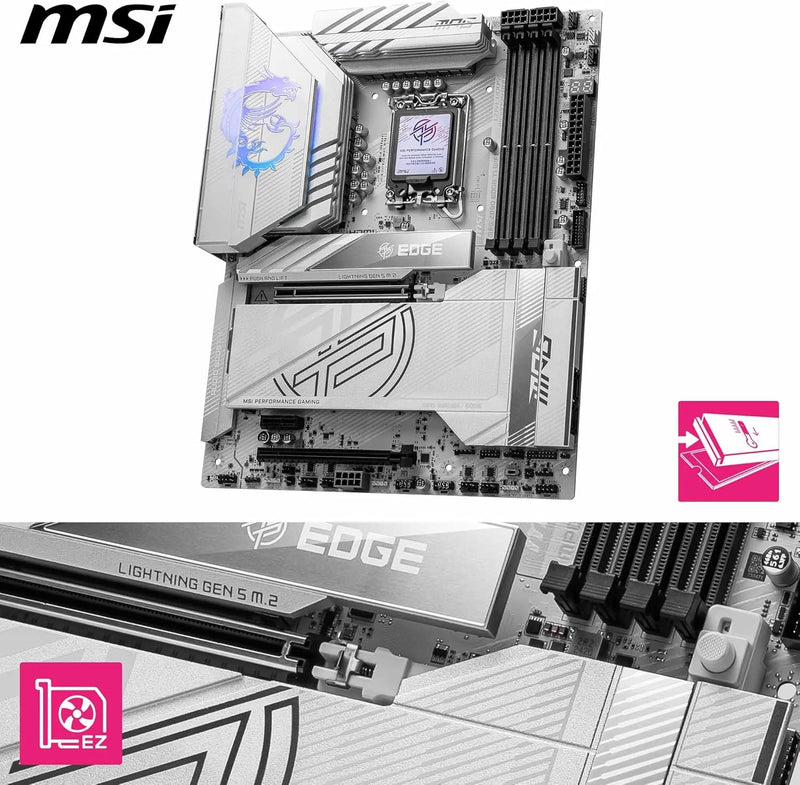 MSI MPG Z890 EDGE TI WIFI Motherboard, ATX - Supports Intel Core Ultra Processors (Series 2), LGA 1851 - 90A SPS VRM, DDR5 Memory Boost (9066+ MT/s OC), PCIe 5.0 x16 & 4.0 x16, M.2 Gen5, Wi-Fi 7, 5G L