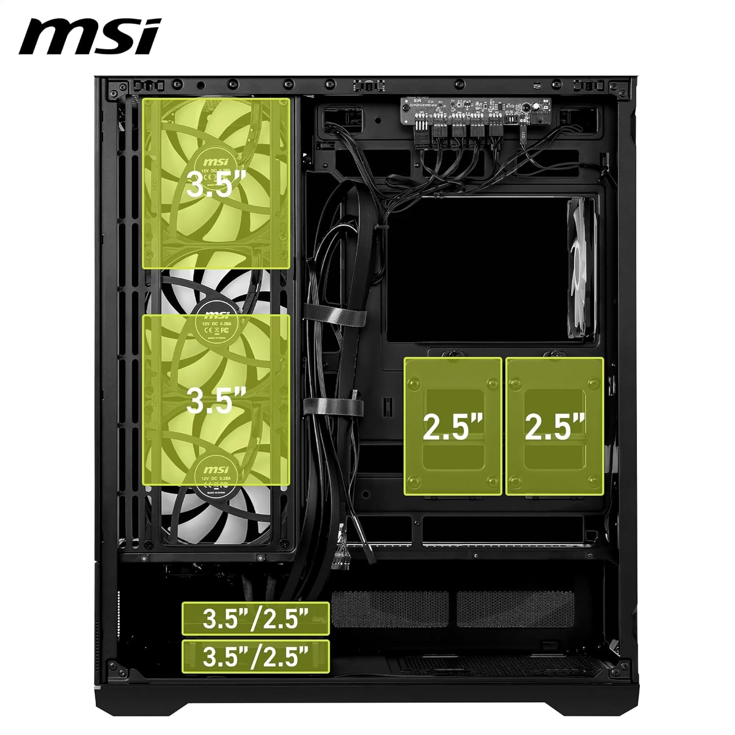 MSI MAG PANO 110R PZ – 270° Panoramic Mid-Tower ATX Case, 400 mm GPU / 160 mm CPU Cooler, USB-C 20 Gbps, 4 ARGB Fans