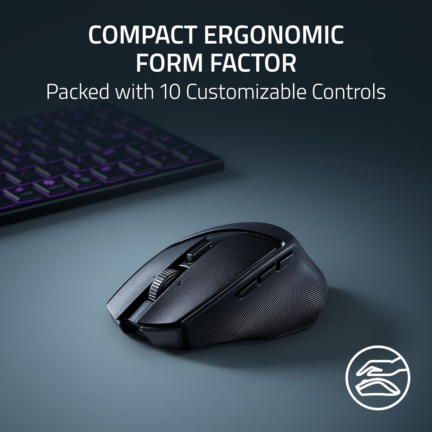 Razer Basilisk Mobile - Small Portable Ergonomic Wireless Gaming Mouse - AI Prompt Master - Focus X 18K Sensor (Tri-Mode Connectivity, Up to 105 Hour, Mouse Switches Gen-3)