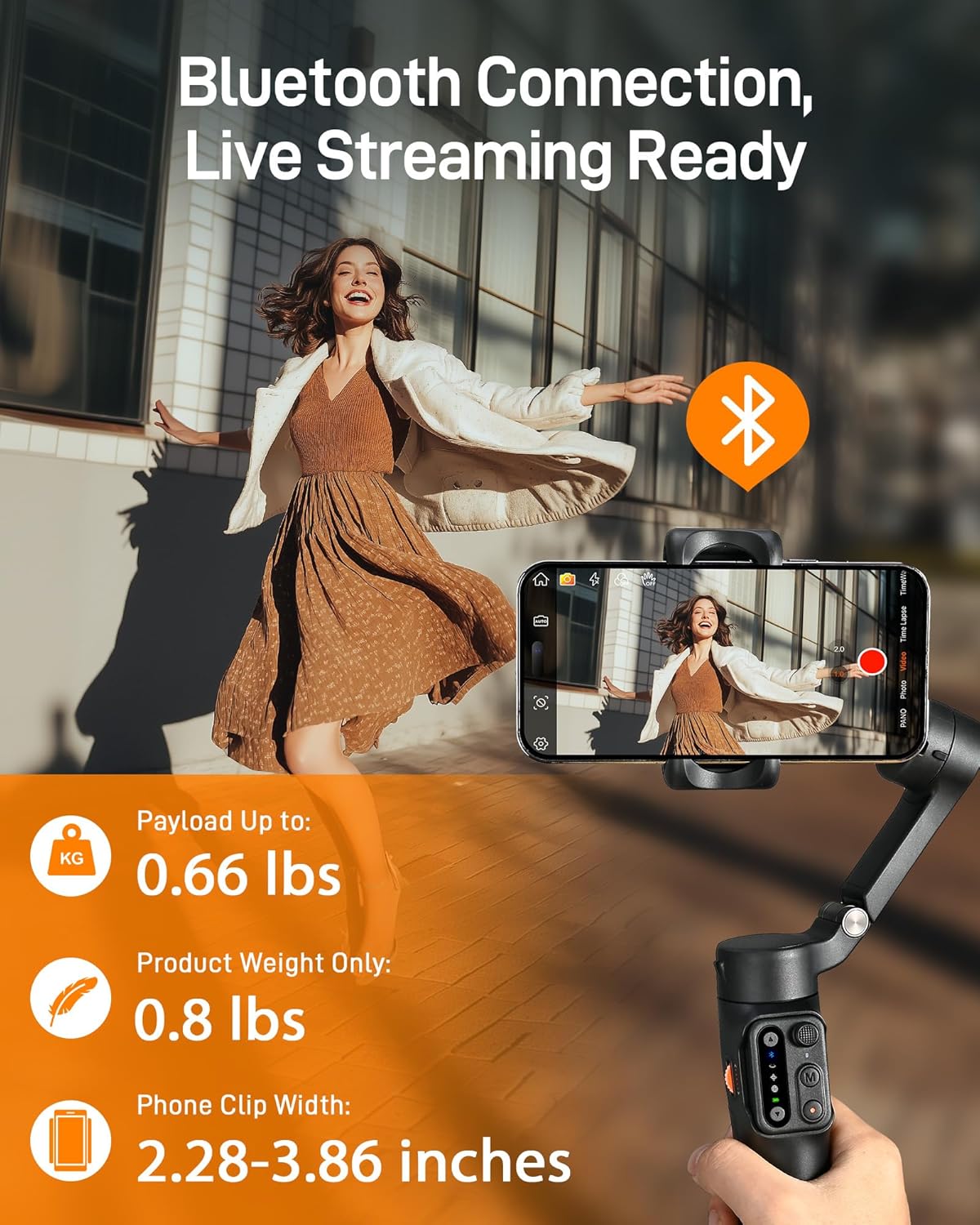 Hohem iSteady X3 3-Axis Smartphone Gimbal – iSteady 8.0 Stabilization, Bluetooth Remote, Fill Light & Built-In Extension Rod