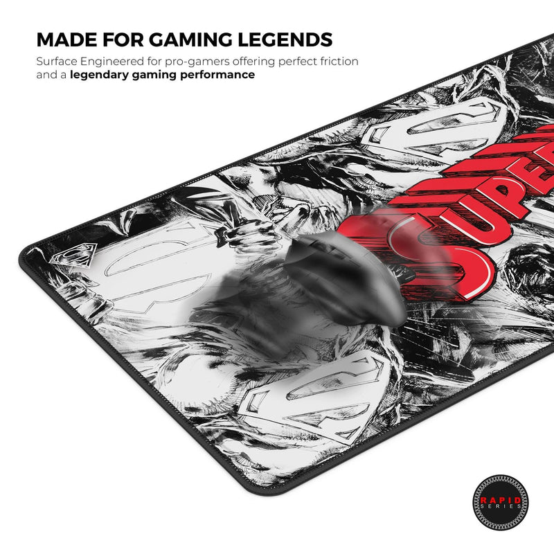 Cybeart | Superman Jim Lee Edition Gaming Desk Mat (XXL - 900x400x4mm) | Waterproof, Never Slip Base, Stitched Edges, Esports Grade