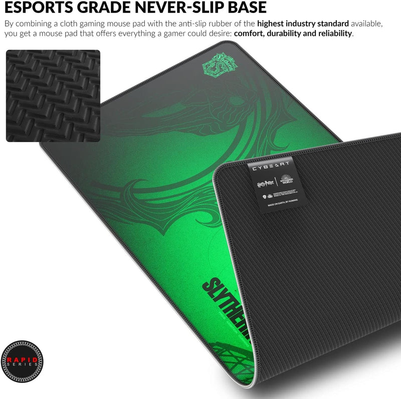 Cybeart | Slytherin Gaming Desk Mat (XXL - 900x400x4mm) | Waterproof, Never Slip Base, Stitched Edges, Esports Grade