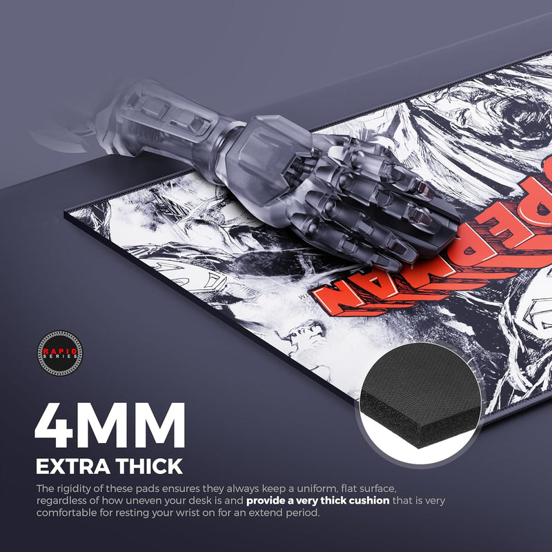 Cybeart | Superman Jim Lee Edition Gaming Desk Mat (XXL - 900x400x4mm) | Waterproof, Never Slip Base, Stitched Edges, Esports Grade