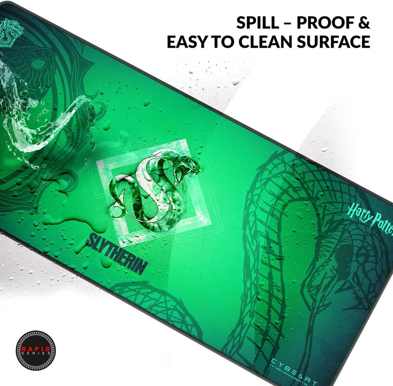 Cybeart | Slytherin Gaming Desk Mat (XXL - 900x400x4mm) | Waterproof, Never Slip Base, Stitched Edges, Esports Grade