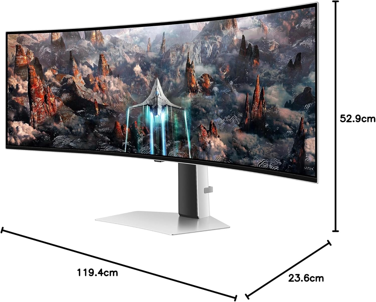 شاشة سامسونج أوديسي OLED G9 مقاس 49 بوصة منحنية فائقة العرض للألعاب – 1440 بكسل، HDR، 240 هرتز (بدون مكبرات صوت مدمجة)