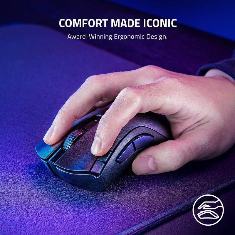 Razer DeathAdder V2 X HyperSpeed: Award-Winning Ergonomic Design - Ultra-Fast Wireless - 235hr Battery Life - 7 Programmable Buttons - Gen 2 Mechanical Switches - 5G 14K DPI Optical Sensor