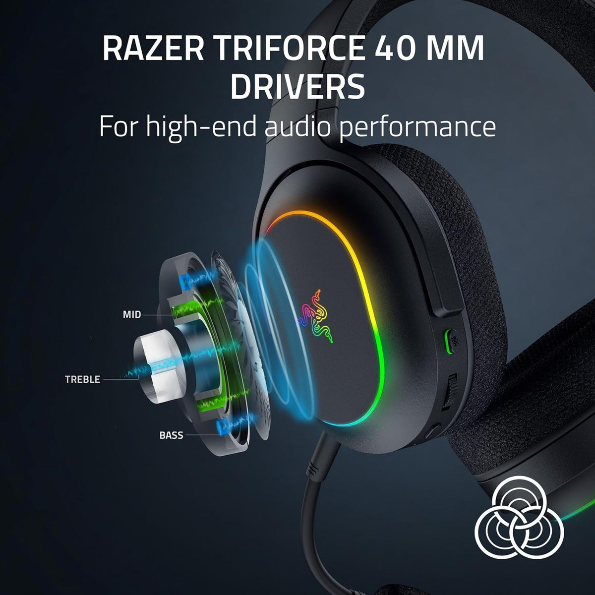 Razer Barracuda X Chroma - Wireless Multi-Platform Gaming Headset with 6 Zone Chroma RGB (SmartSwitch Hyperspeed & Bluetooth, 40mm Drivers, Detachable HyperClear Cardioid Mic) Black