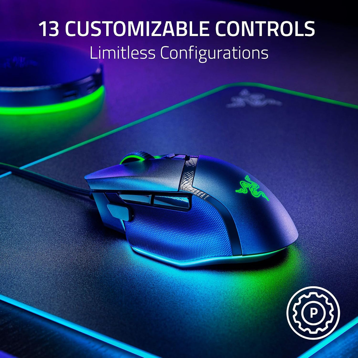 Razer Basilisk V3 35K Wired Ergonomic RGB Gaming Mouse , Focus Pro 35K Gen-2 Optical Sensor , 35,000 DPI , 11 Programmable Controls , HyperScroll Tilt Wheel , Chroma RGB – Black