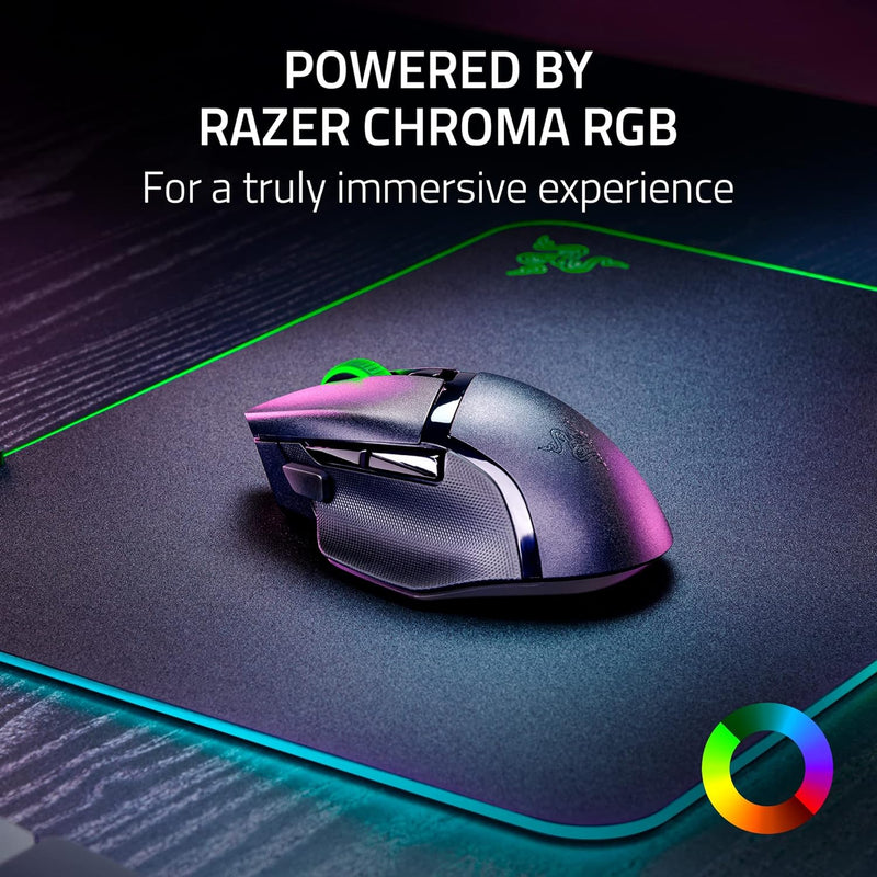 ماوس الألعاب اللاسلكي Razer Basilisk V3 X HyperSpeed ​​القابل للتخصيص: مفاتيح ميكانيكية Gen-2-5G مستشعر بصري متقدم 18K - Chroma RGB 9 عناصر تحكم قابلة للبرمجة، بطارية 535 ساعة، أسود كلاسيكي