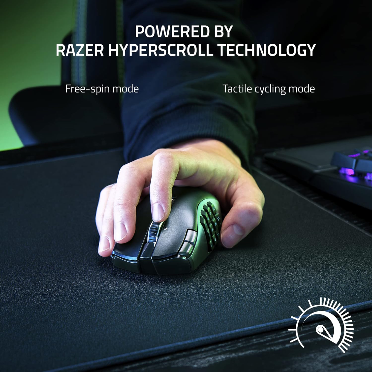 Razer Naga V2 HyperSpeed Wireless MMO Mouse – 19 Programmable Buttons, Focus Pro 30K Sensor, HyperSpeed 2.4 GHz + Bluetooth, 250 h Battery