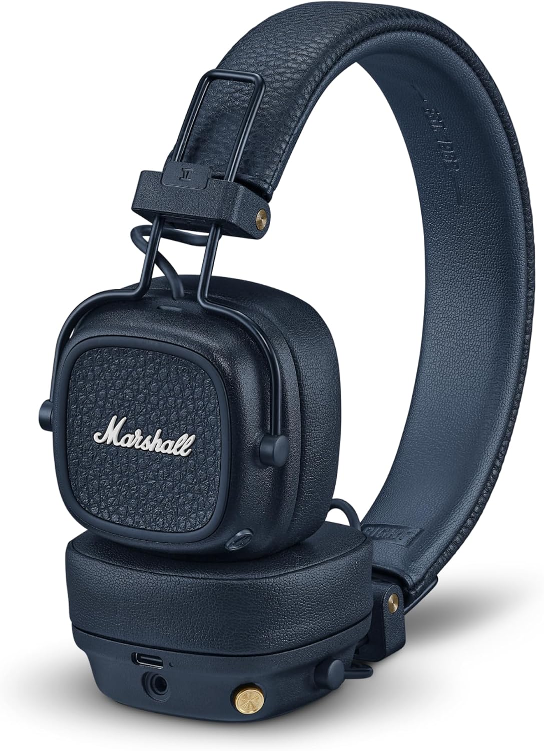 Marshall Major V Wireless On-Ear Bluetooth Headphones - 100+ Hr Playtime - Detachable Audio Cable - Microphone for Calls - Lightweight, Foldable Design for Travel - Midnight Blue
