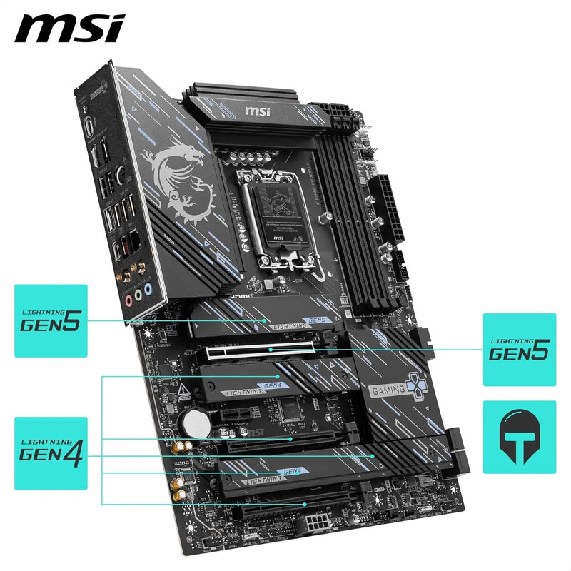 MSI Z890 GAMING PLUS WIFI Motherboard, ATX - Supports Intel Core Ultra Processors (Series 2), LGA 1851 - DDR5 Memory Boost 9200+MT/s OC, 1 x PCIe 5.0 x16, 1 x M.2 Gen5, Intel Killer 5G LAN, Wi-Fi 7