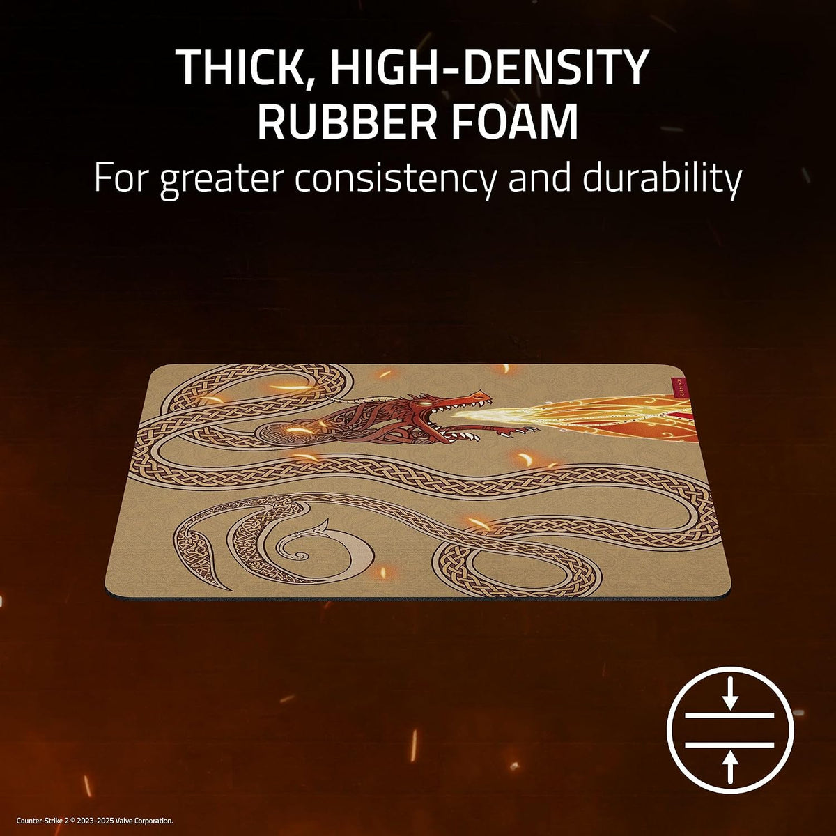 Razer Gigantus V2 Counter-Strike 2 Edition Large Gaming Mouse Pad , Textured Micro-Weave Cloth Surface | 3mm High-Density Rubber Foam , Anti-Slip Base , Pixel-Precise Tracking – Gold , RZ02-03333300-R3M1