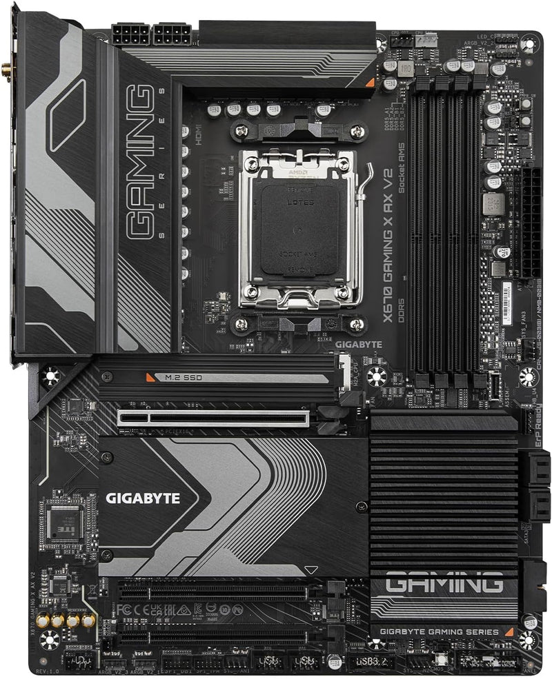 GIGABYTE X670 Gaming X AX V2 (AM5/ LGA 1718/ AMD/ X670/ ATX/ DDR5/ PCIe 4.0 M.2/ PCIe 5.0/ USB 3.2 Gen1x2 Type-C/Wi-Fi 6E/ 2.5GbE LAN/Q-Flash Plus/PCIe EZ-Latch/Motherboard)