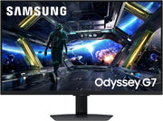 شاشة ألعاب Samsung Odyssey G7 G70D مقاس 32 بوصة بدقة 4K UHD IPS - معدل تحديث 144 هرتز، زمن استجابة 1 مللي ثانية، HDR400، متوافقة مع G-Sync، موزع ألعاب، حامل VESA