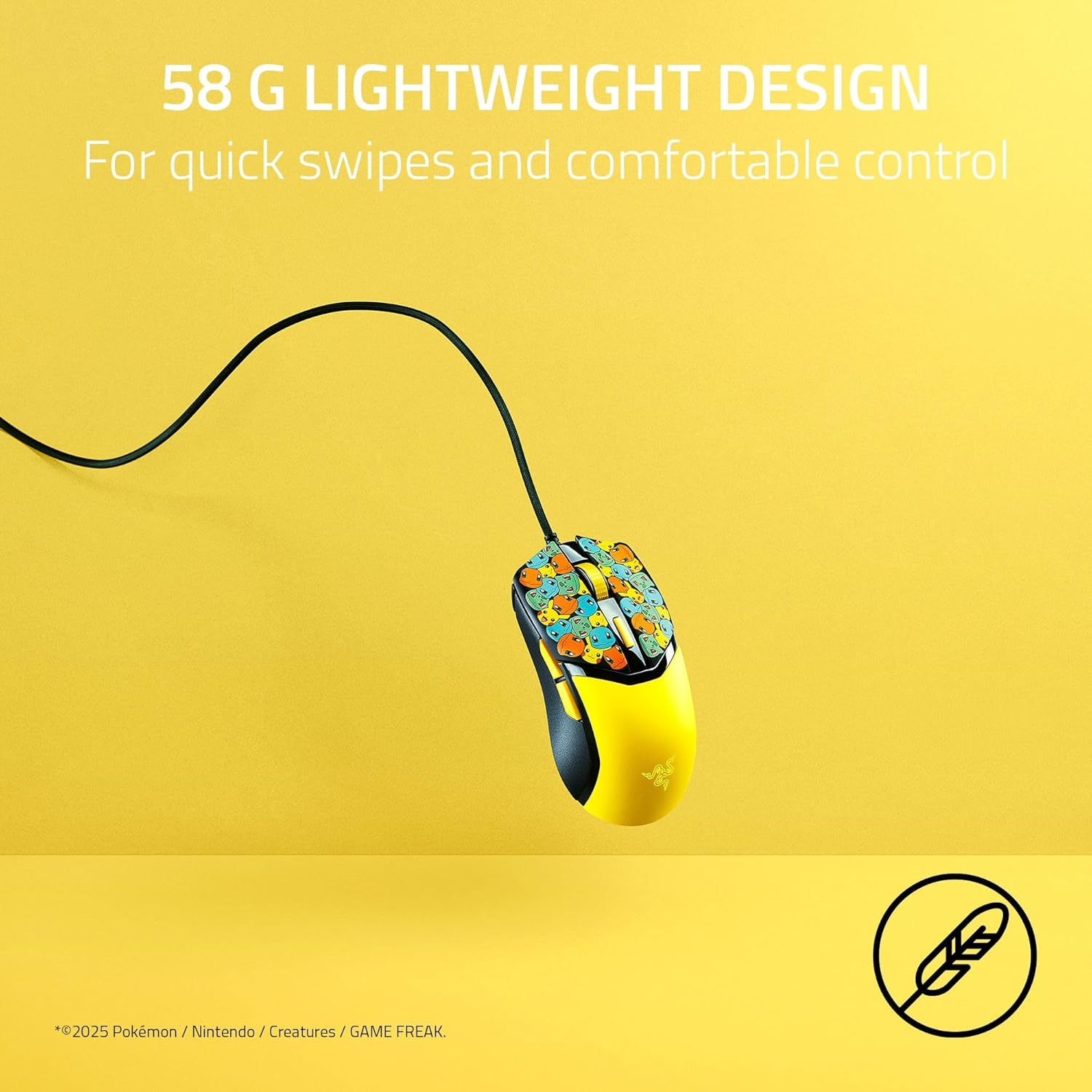 Razer Cobra Wired Gaming Mouse – 58 g , Gen-3 Optical Switches , Chroma RGB Underglow, 8500 DPI , Speedflex Cable - Pokémon Edition