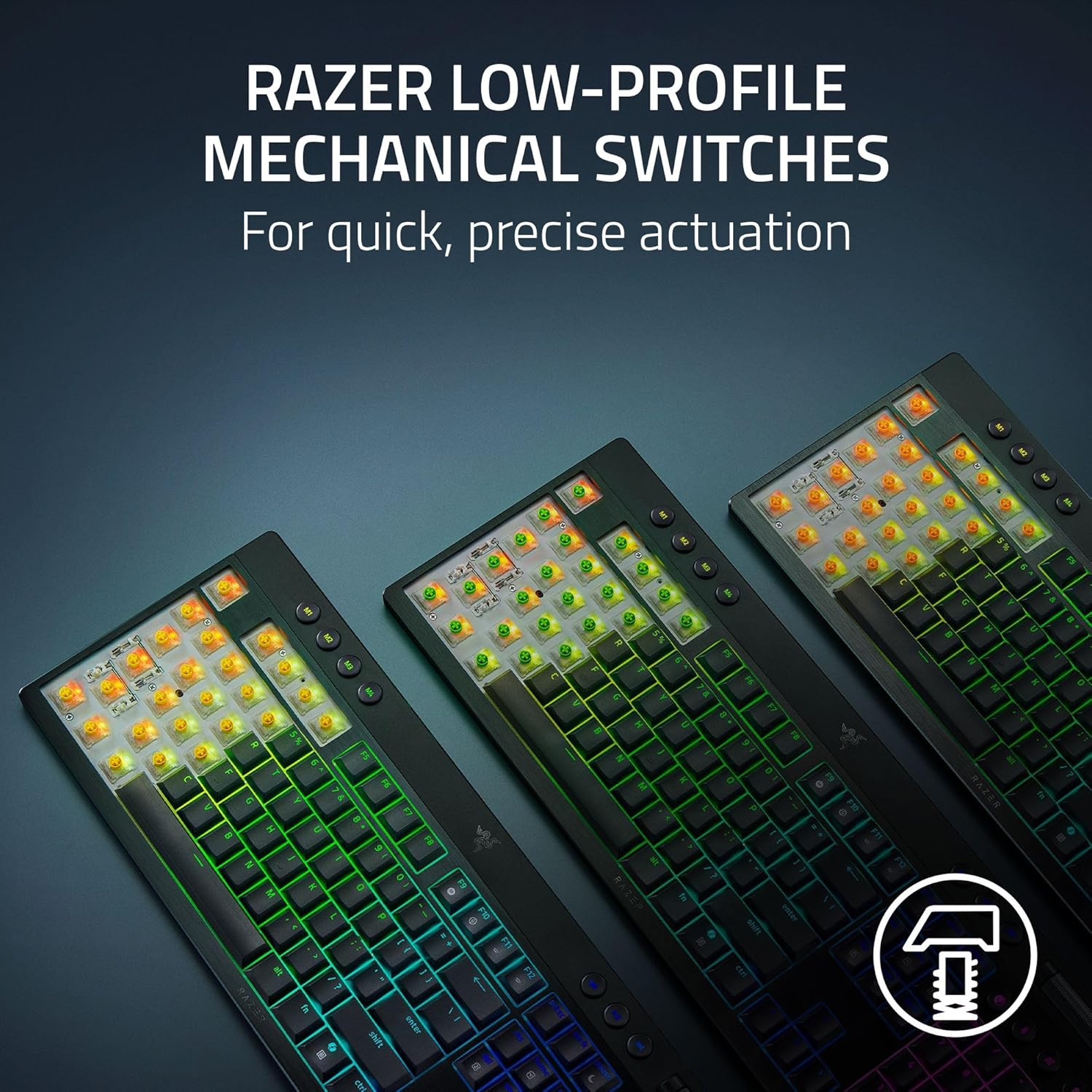 Razer BlackWidow V4 Low Profile TKL HyperSpeed Wireless Gaming Keyboard: Yellow Mechanical Switches - 2.4GHz Wireless & Bluetooth - Multi-Function Roller - 3 Control Buttons
