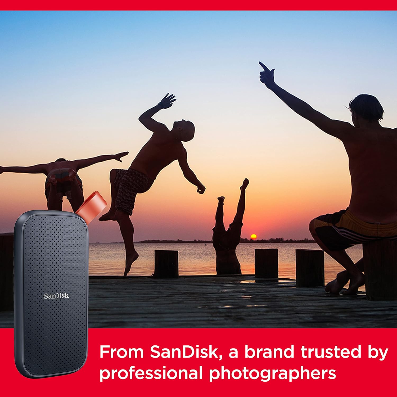 SanDisk 2TB Portable External SSD, Up to 800MB/s Read Speed, USB 3.2 Gen 2, Rugged Design with 2m Drop Protection, Type-C to Type-A Cable, PC & Mac Compatible