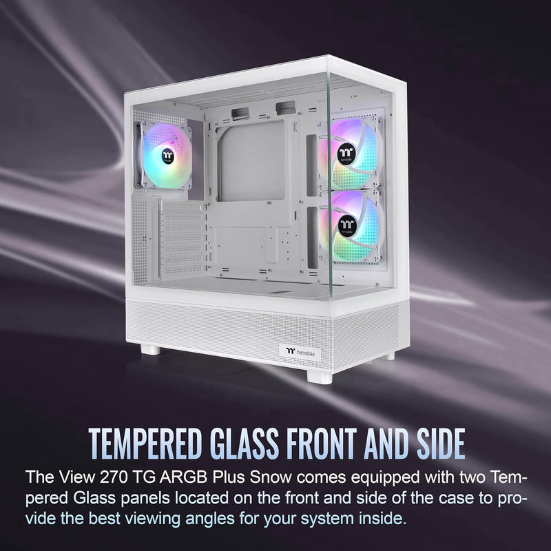 Thermaltake View 270 TG ARGB Mid Tower E-ATX Case; 3x120mm ARGB Fans Included; Support Up to 360mm Radiator; Front & Side Dual Tempered Glass Panel