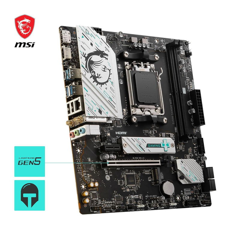 MSI B650M GAMING WIFI Motherboard, mATX - Supports AMD Ryzen 7000 Series Processors, AM5 - DDR5 Memory Boost 7800+ MHz/OC, PCIe 4.0 x16, M.2 Gen4, Wi-Fi 6E