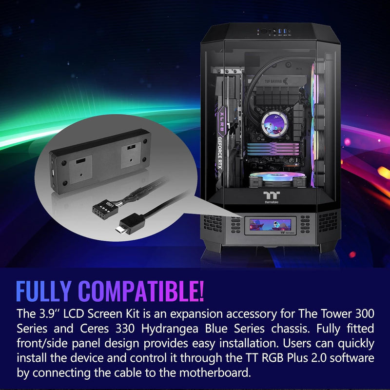 Thermaltake Tower 300/600 Series LCD Panel Kit; 3.9" LCD Display; Supported by Tt RGB Plus 2.0 Software