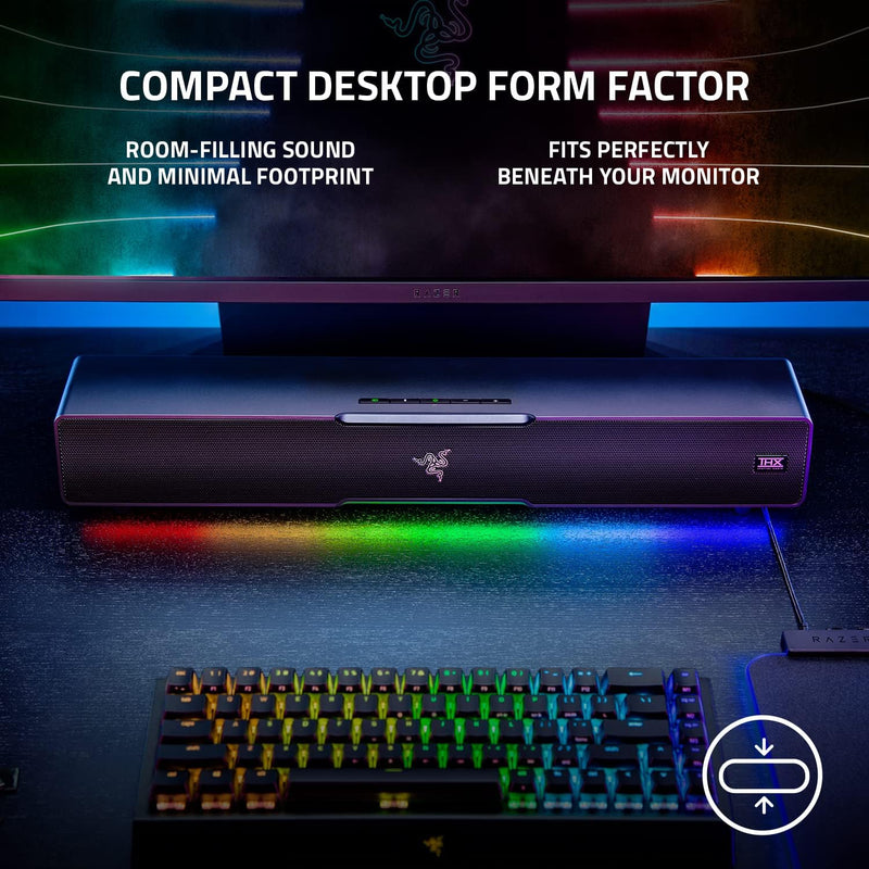 Razer Leviathan V2: مكبر صوت لألعاب الكمبيوتر متعدد المحركات مع مضخم صوت - صوت مكاني THX - تصميم مضغوط - Chroma RGB - بلوتوث 5.2 - لسطح المكتب/الكمبيوتر المحمول والهواتف الذكية والأجهزة اللوحية ونينتندو سويتش