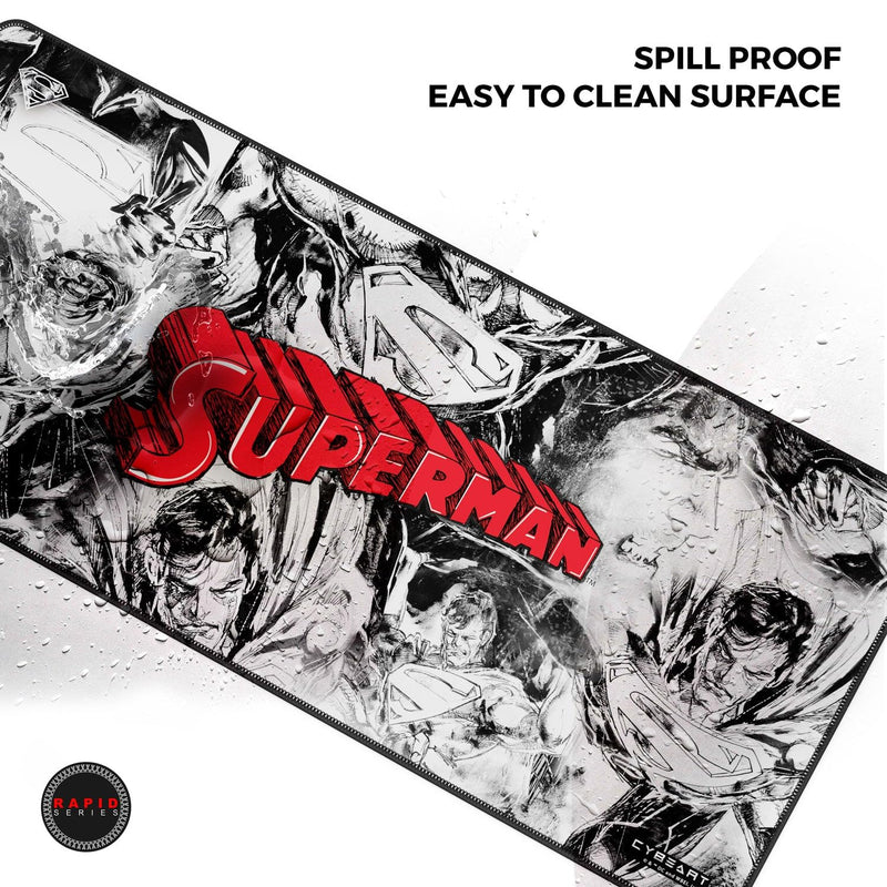 Cybeart | Superman Jim Lee Edition Gaming Desk Mat (XXL - 900x400x4mm) | Waterproof, Never Slip Base, Stitched Edges, Esports Grade