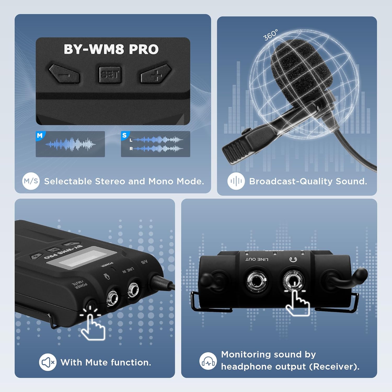 ميكروفون BOYA BY-WM8 PRO-K3 اللاسلكي المحمول بتقنية UHF - إشارة مستقرة، عمر بطارية طويل، صوت احترافي
